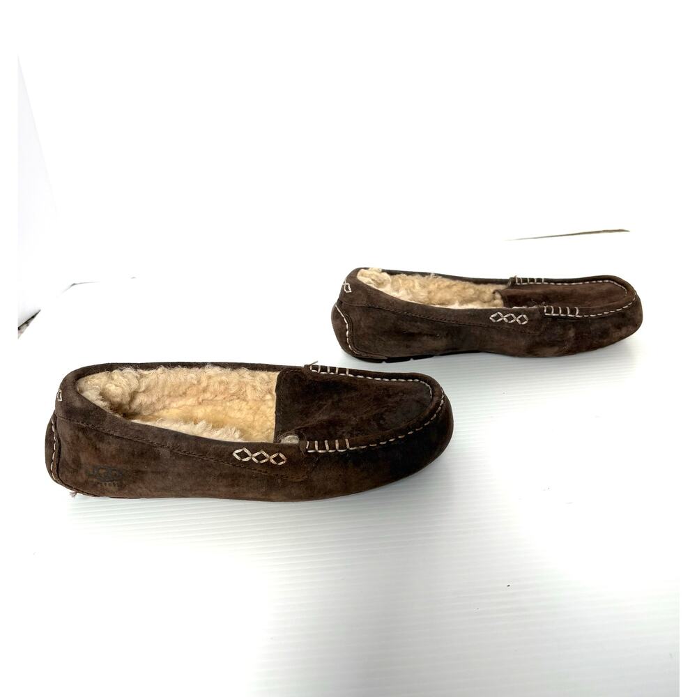 UGG Australia Slippers Brown Suede Shearling Moccasin Cozy Women Size 6 - Picture 4 of 6